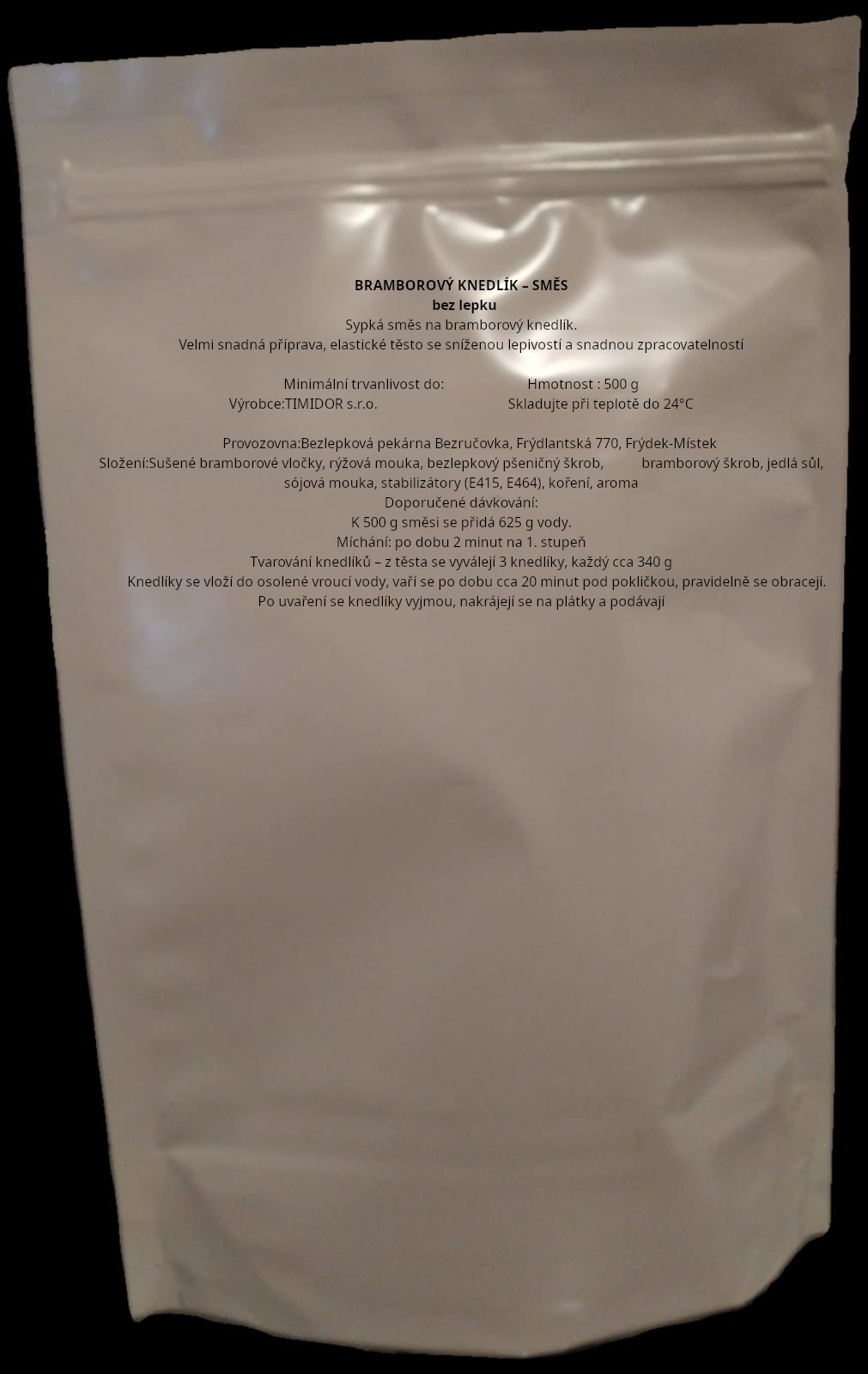 SMĚS NA BRAMBOROVÉ TĚSTO - bez lepku a laktózy